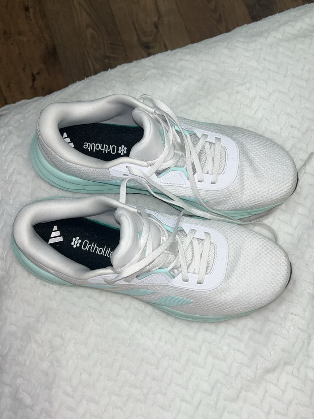 adidas Women's White and Mint Green Running Sneakers - Picture 2 of 6